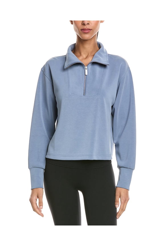 Sweaty Betty womens Sand Wash 1/2-Zip Crop Sweatshirt, m, Blue