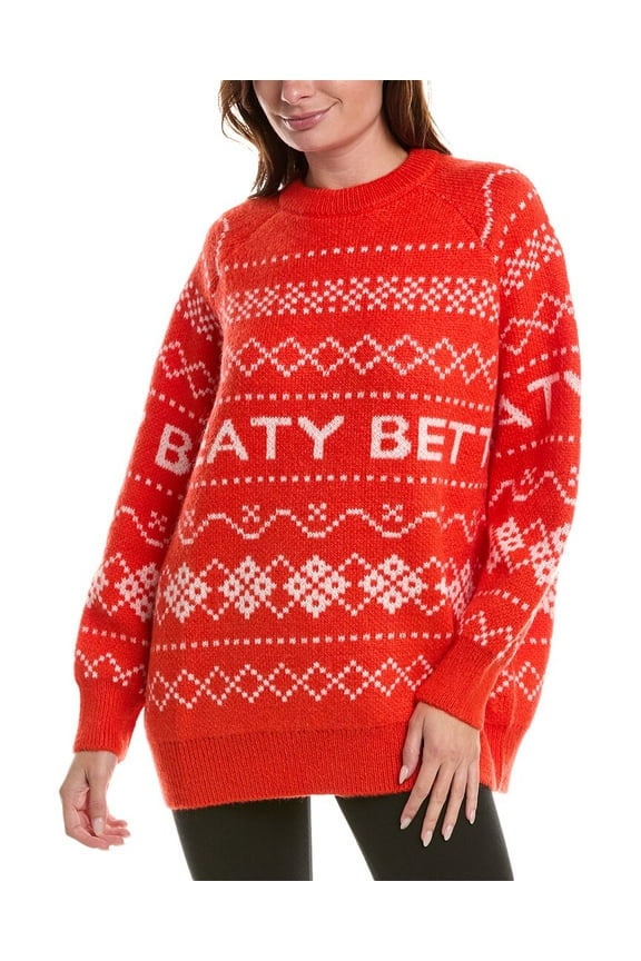 Sweaty Betty womens Snow Fairisle Mohair & Wool-Blend Sweater, XS2X, Orange