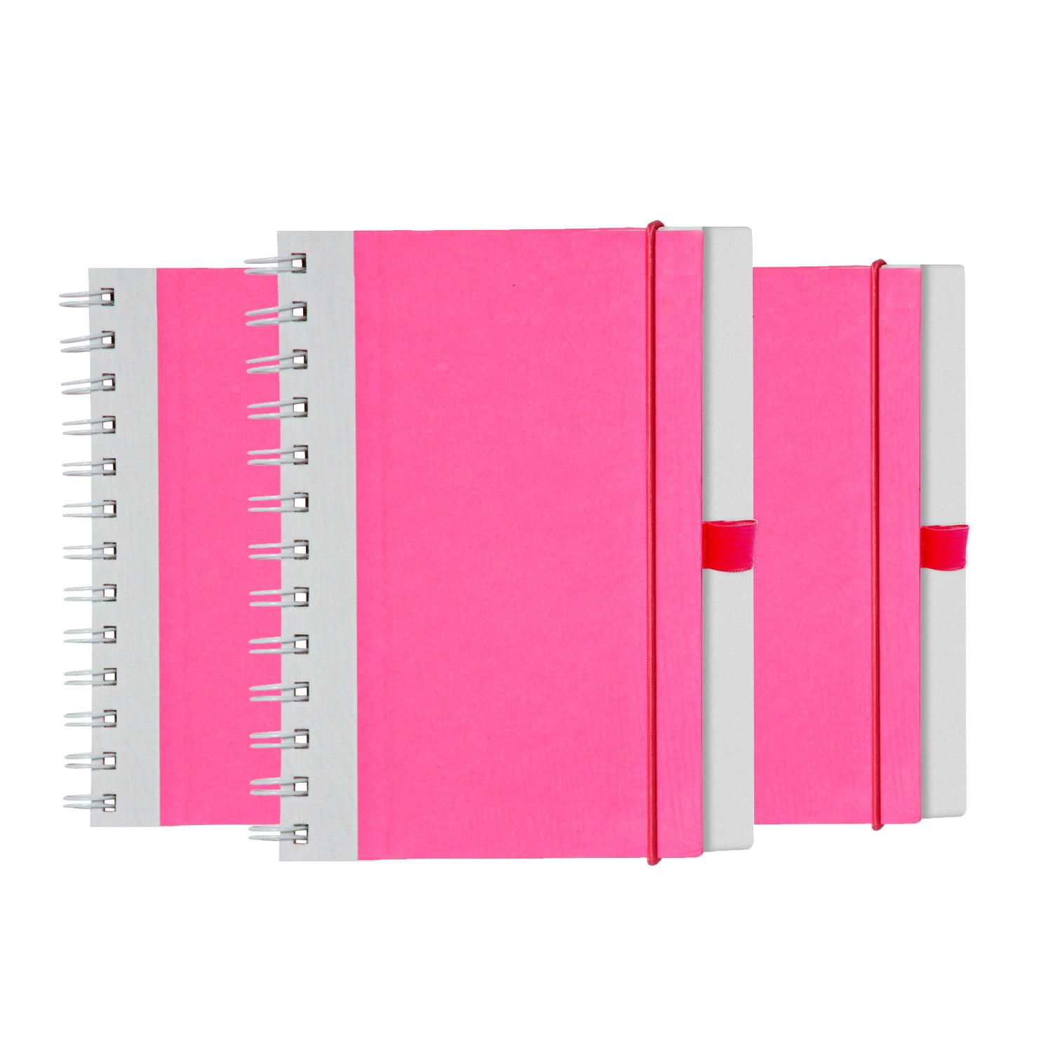 Sweda 5x7 Ruled Hardcover Notebooks, 70 Page, Plastic & Paper Set of 3 (Pink)