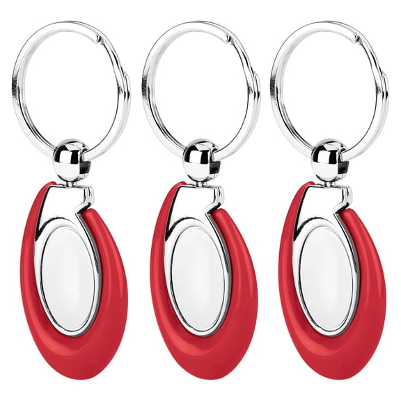 Sweda Acrylic Drop Keychains - Red Fob with Metal Center - Lot of 3