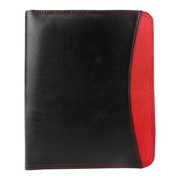 Sweda Junior Size Faux Leather Padfolio, Red, Business Portfolio with Pen Loop, Card Slot, and Document Pocket