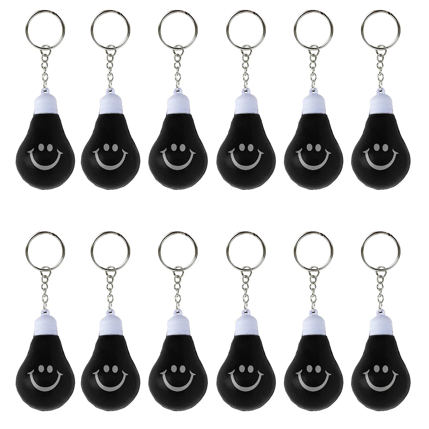 Sweda Smiley Face Key Chain, Stress Relief Light Bulb Shaped Keychain ...