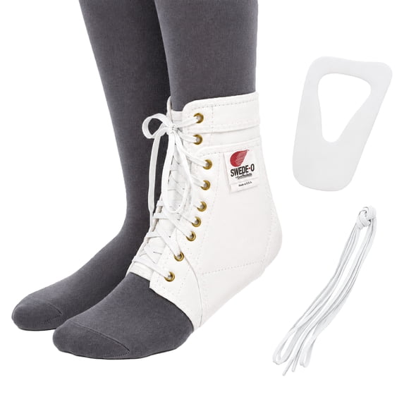 Swede-O Ankle Lok Reinforced Laced Ankle Brace for Sports, White, XLarge