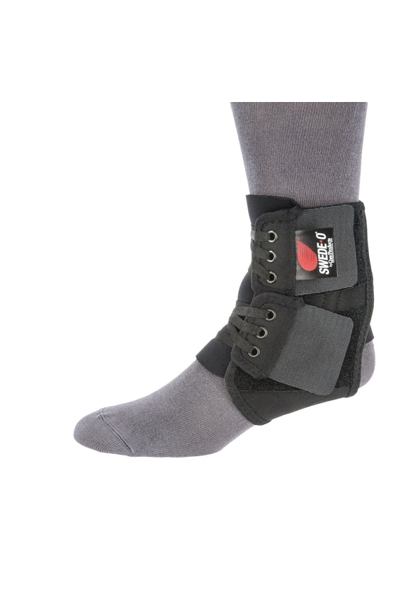 PowerWrap Stabilizing Ankle Brace, No-tie Laces, Adjustable & Reinforced, Black, XLarge