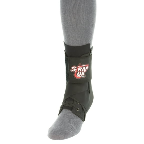 Swede-O Strap Lok Laced Ankle Brace with Dual Strap Locking System, Black, Large