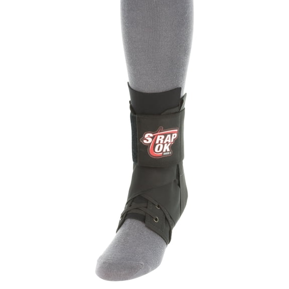 Swede-O Strap Lok Laced Ankle Brace with Dual Strap Locking System, Black, XSmall