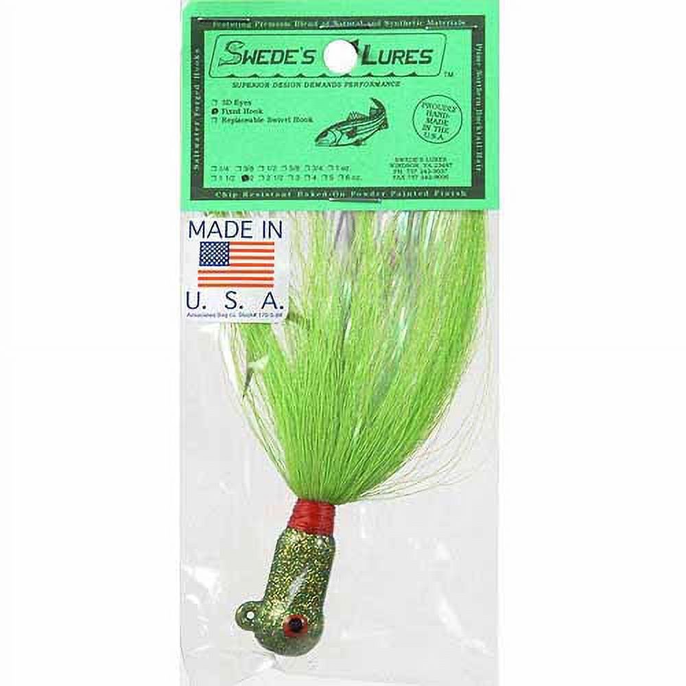 Swede's Lures Popeye Head Buck tails, 2 Oz., Fishing Jigs