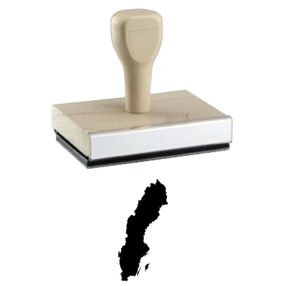 Sweden Country Rubber Stamp, 1 X 2" Wood Stamp