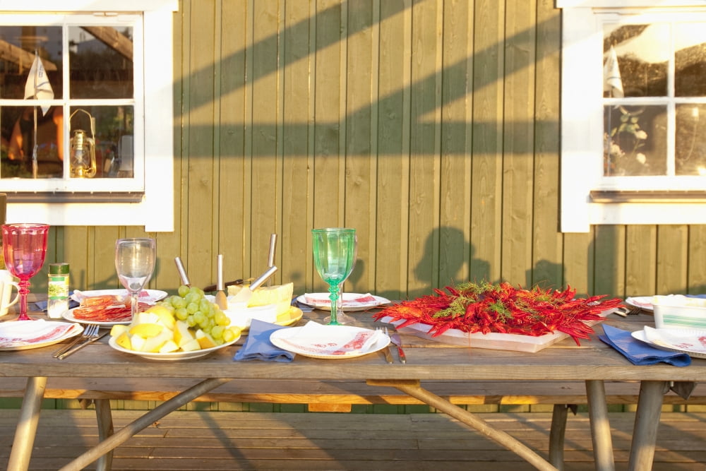 Sweden - Crayfish with dill eaten at traditional swedish crayfish party Canvas Art - Panoramic Images (27 x 9)