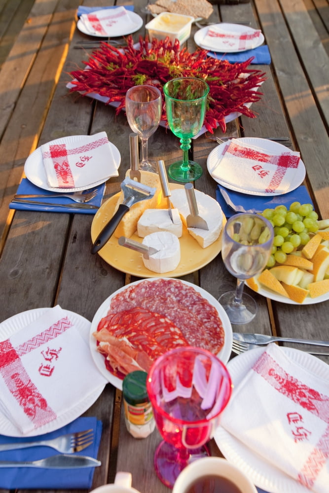 Sweden - Crayfish with dill eaten at traditional swedish crayfish party Canvas Art - Panoramic Images (27 x 9)