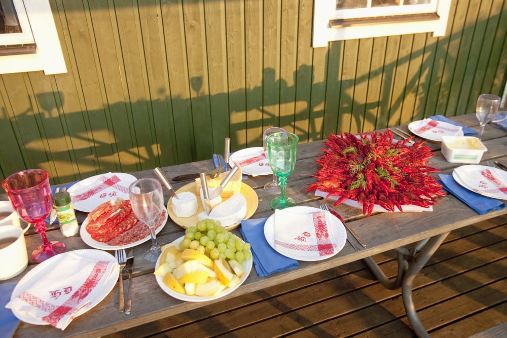 Sweden - Crayfish with dill eaten at traditional swedish crayfish party Canvas Art - Panoramic Images (27 x 9)