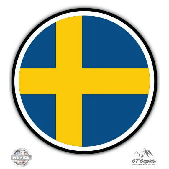 Sweden Flag - 5" Vinyl Sticker - For Car Laptop I-Pad - Waterproof Decal