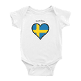 thumbnail image 1 of Sweden Flag Heart Love Funny Baby Bodysuit Boy Girl Clothes, 1 of 5