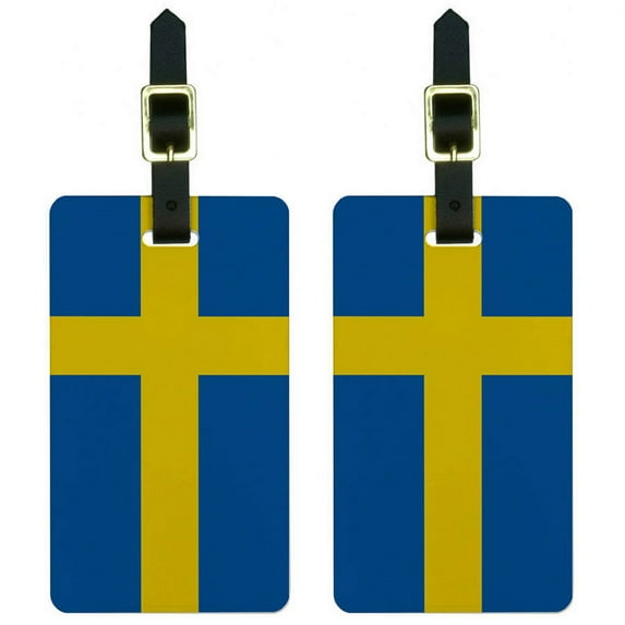 Sweden Flag Luggage Tags Suitcase Carry-On ID, Set of 2
