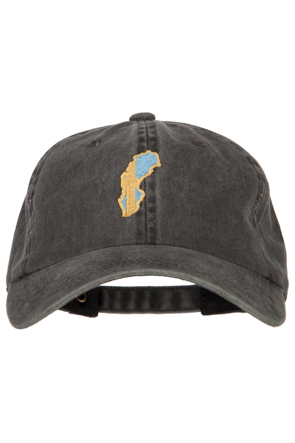 Sweden Flag Map Embroidered Washed Cotton Twill Cap - Black OSFM