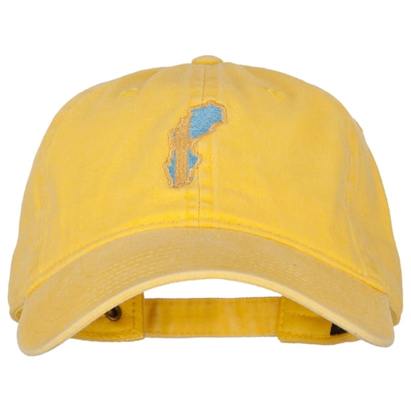 Sweden Flag Map Embroidered Washed Cotton Twill Cap - Bright Yellow OSFM