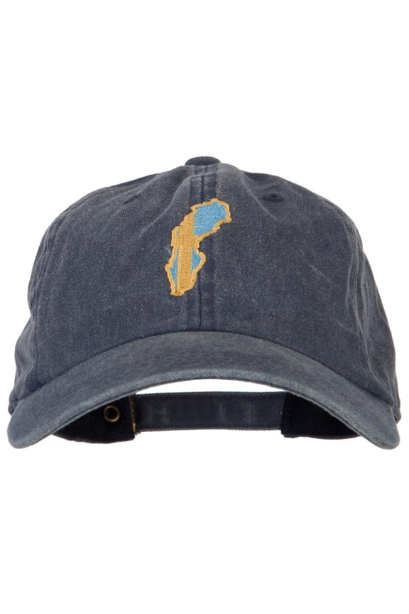 Sweden Flag Map Embroidered Washed Cotton Twill Cap - Navy OSFM