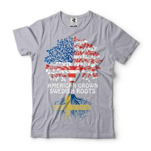 Sweden Flag Shirt Swedish Roots Shirt American Grown With Swedish Roots Shirt Sweden Patriotic Shirt (Small Grey)
