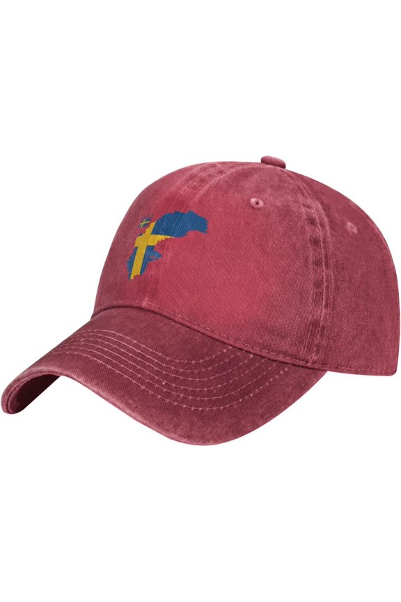 Sweden-Flag-Swedish Vintage Baseball Cap Mens/Womens Adjustable Trucker Hats Washed Denim Cowboy Hat Black