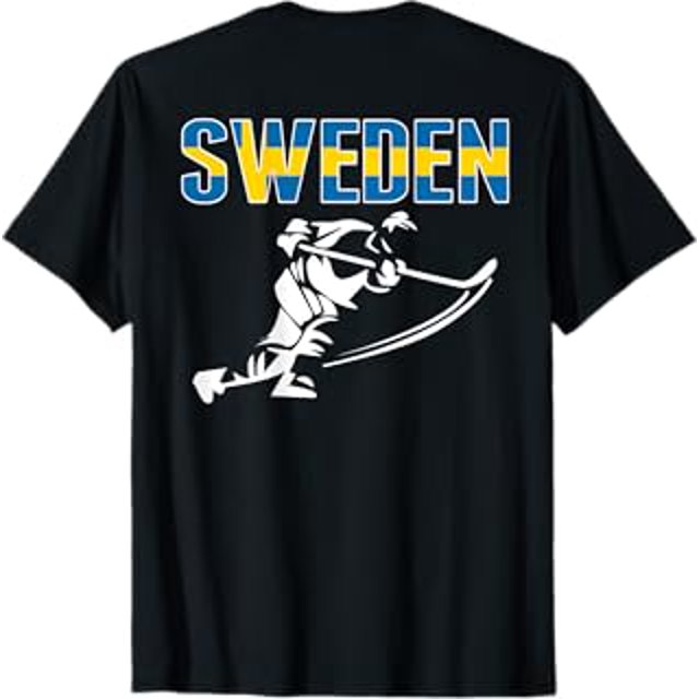 Sweden Ice Hockey Fans Jersey Swedish Flag Puck Hockey Stick TShirt