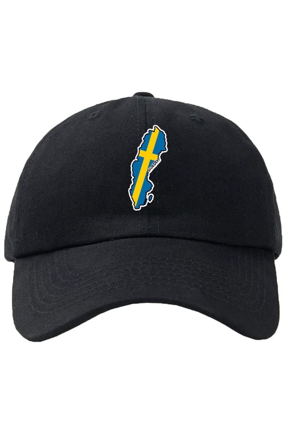 Sweden Map Flag Baseball Cap Hat Hook & Loop Closure - Personalize it!