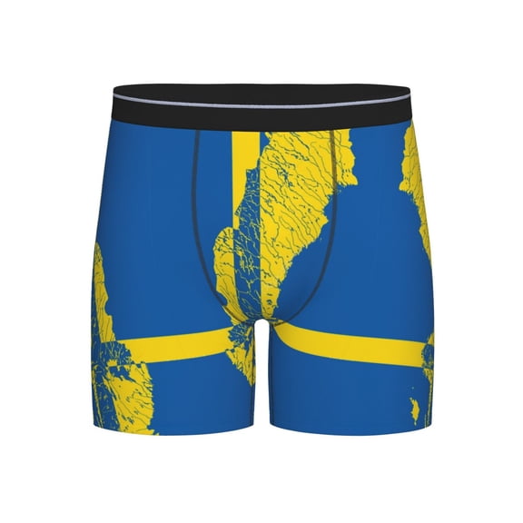 Sweden Map Flag Boxer Briefs Novelty Underwear With Fly Underwear For Men