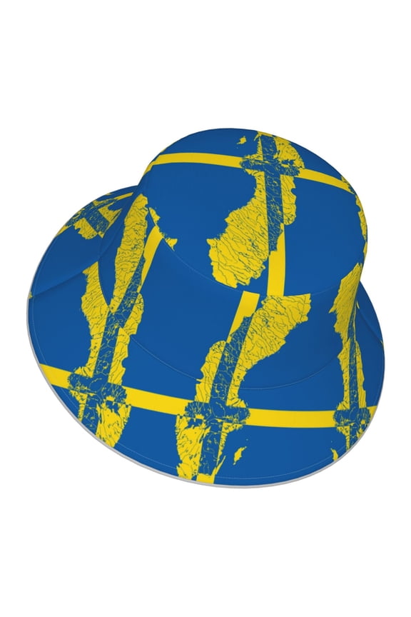 Sweden Map Flag Bucket Hat With Reflective Stripe Beach Sun Fishing Hat Reversible For Men Women