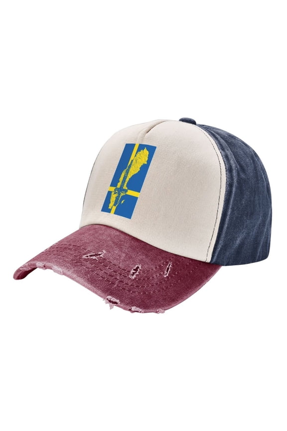 Sweden Map Flag Distressed Baseball Cap Dad Hats for Men Women Vintage Trucker Hat Low Profile Ball Caps