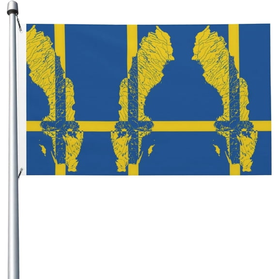 Sweden Map Flag Flag 3x5 Outdoor Double Sided Flag Banner For Outside With 2 Brass Grommets Patio Lawn Decor Flags