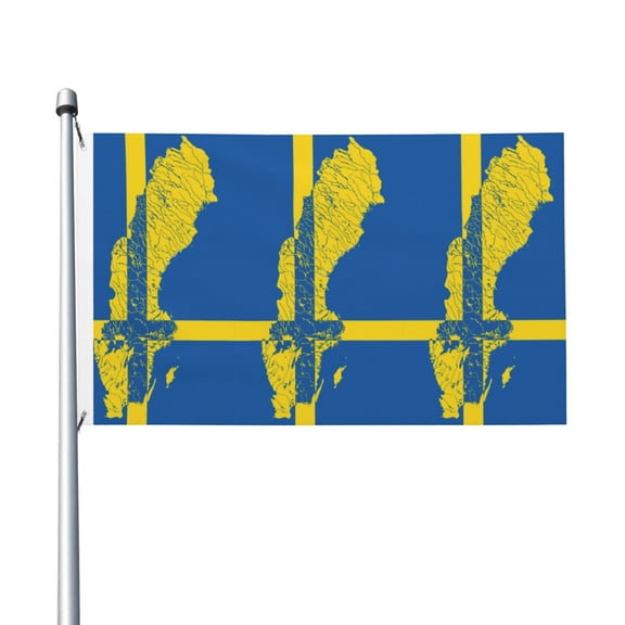 Sweden Map Flag Flag Double Sided Printed 3x5 Ft Flag Banner Suitable For Yard Outdoor Party Decorative