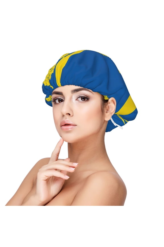 Sweden Map Flag Sleep Cap Satin Bonnet Sleeping Hat Soft Elastic Night Hair Cover For Women