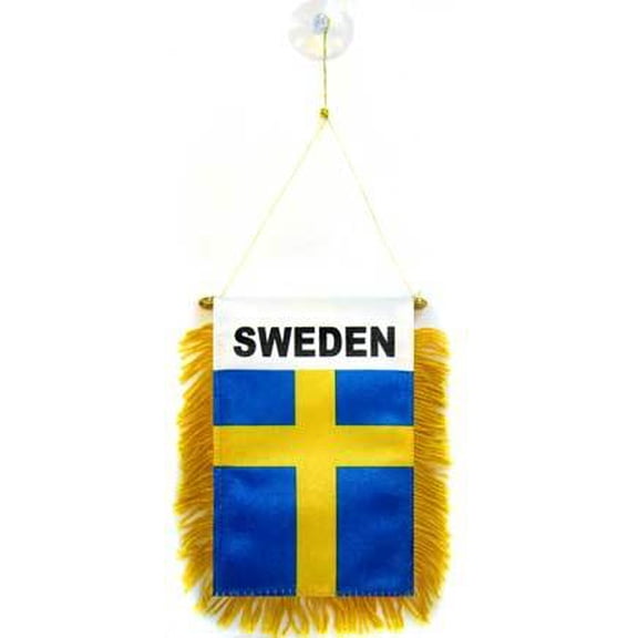 AZ FLAG Sweden Car Flag 4x6 in Swedish 100D Polyester Suction Cup 15x10 cm