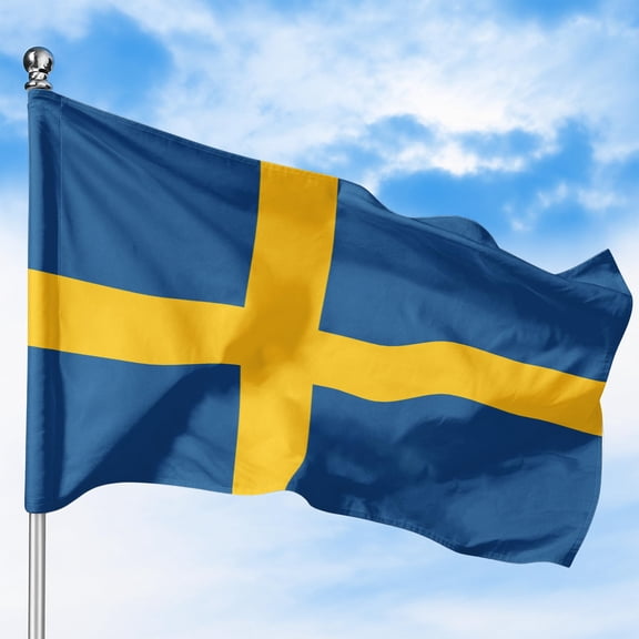 Sweden Outdoor Flag (3x5ft) by DreamController - Durable, Fade-Resistant Polyester, Double-Stitched, Brass Grommets - HD Printed Northern Europe Flag - Made in USA