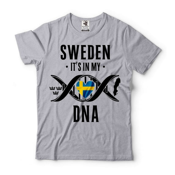 Sweden Patriotic Shirt Sweden Flag Tee Swedish National Tee Sweden DNA Shirt It's in my DNA shirt (Medium Grey)
