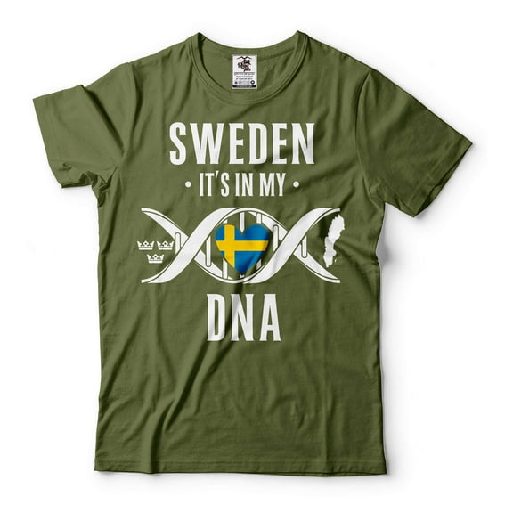 Sweden Patriotic Shirt Sweden Flag Tee Swedish National Tee Sweden DNA Shirt It's in my DNA shirt (X-Large Military Green)