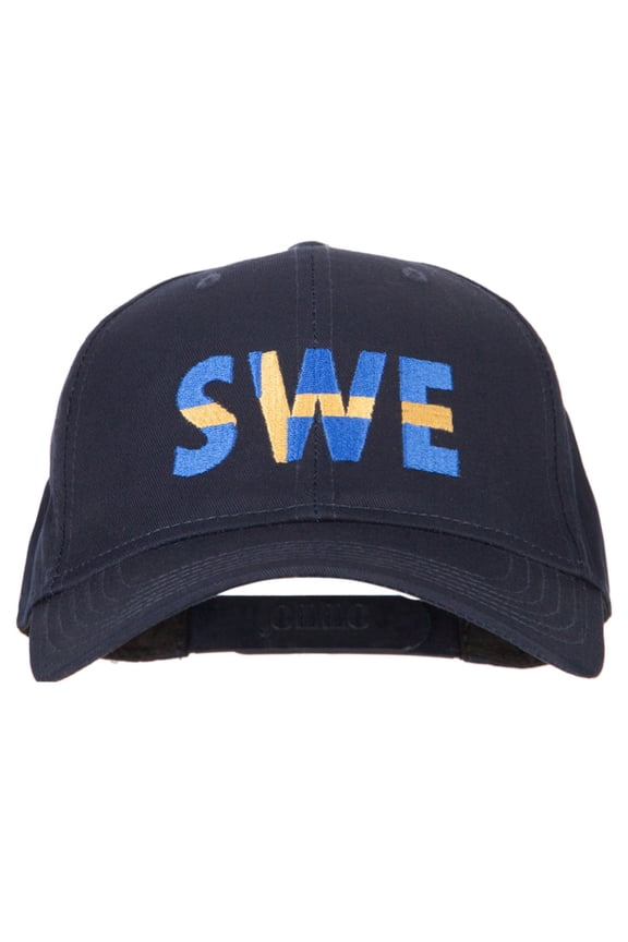 Sweden SWE Flag Embroidered Solid Cotton Pro Style Cap - Navy OSFM