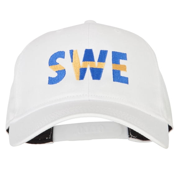Sweden SWE Flag Embroidered Solid Cotton Pro Style Cap - White OSFM