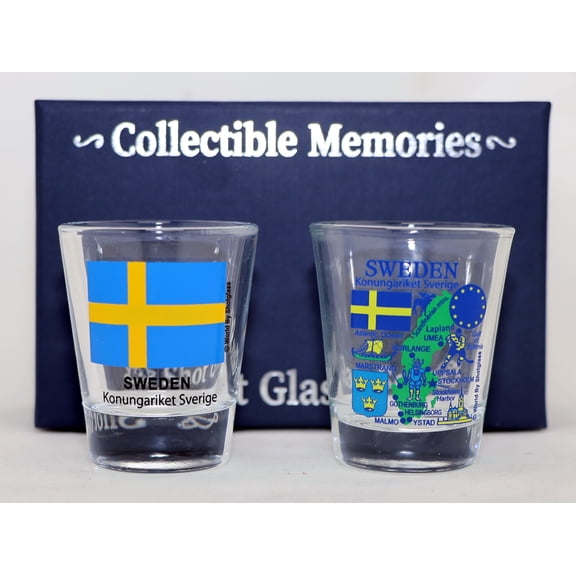 Sweden Souvenir Boxed Shot Glass Set (Set of 2)