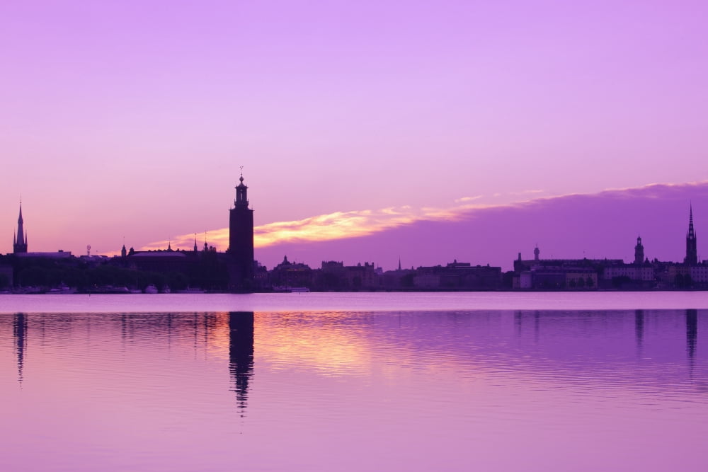 Sweden - Stockholm Skyline at dawn Canvas Art - Panoramic Images (27 x 9)