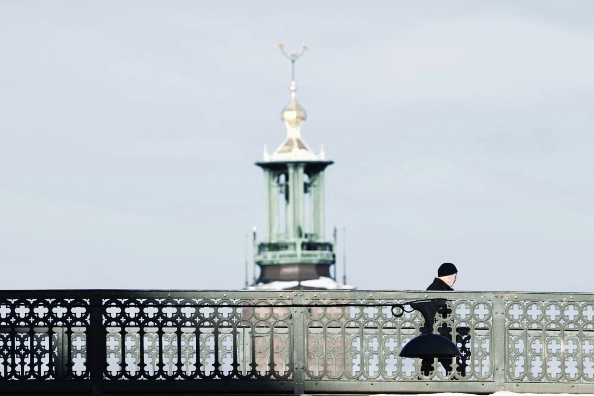 Sweden Stockholm - The Town Hall and Passer-by Canvas Art - Panoramic Images (27 x 9)