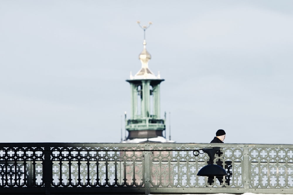 Sweden Stockholm - The Town Hall and Passer-by Canvas Art - Panoramic Images (36 x 12)