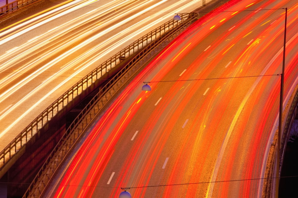 Sweden Stockholm - Traffic on Essinge Highway at Dusk Canvas Art - Panoramic Images (36 x 12)