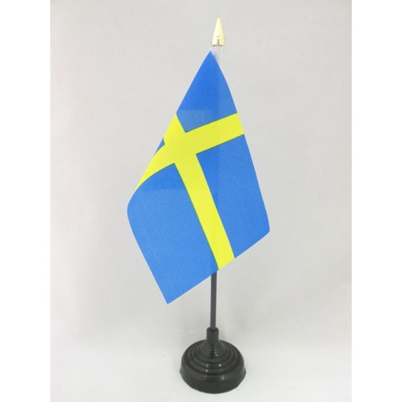 Sweden Table Flag 4'' x 6'' golden spear top