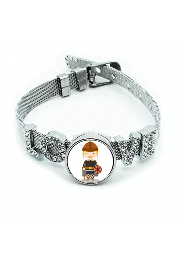 Sweden Viking Cartoon Art Deco Fashion Bracelet Wristband Crystal Love Adjustable Bangle