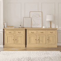 Swedhaus 2-Piece Oak Sideboard with Doors and Drawers, 94.8 in