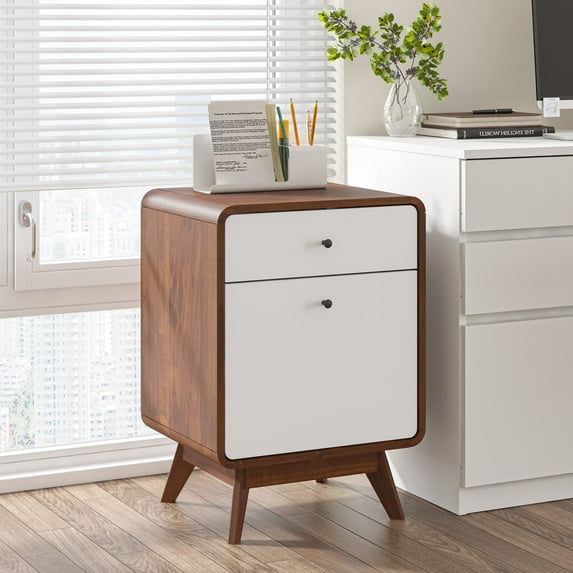 Swedhaus Vertical File Cabinet with 2 Drawers,Wooden Storage Cabinet for A4 Files Letter-Size Documents,Suitable for Home Office