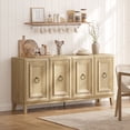 thumbnail image 1 of SwedhausWooden Buffet Sideboard Cabinet with 4 Raised-Panel Doors, Adjustable Shelves, and Circular Metal Handles, Mid-Century Modern Accent Storage Console Table for Kitchen, Dining Room, Living Roo, 1 of 9