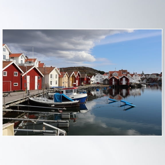Swedish Coastal Fishing Village Poster Wall Art, Modern Wall Decor For Living Room Bedroom, 8x12 UNFRAMED