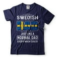 thumbnail image 1 of Swedish Dad Shirt Sverige Shirt Sweden Patriotic National Flag Shirt Swedish Father Shirt (Medium Navy Blue), 1 of 6