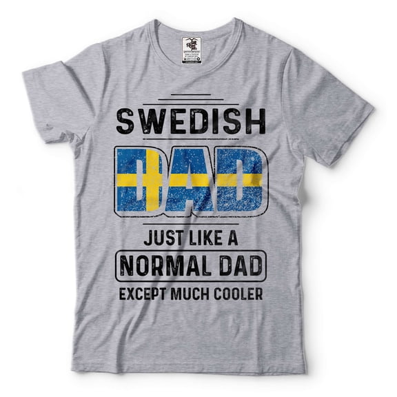 Swedish Dad Shirt Sverige Shirt Sweden Patriotic National Flag Shirt Swedish Father Shirt (X-Large Grey)
